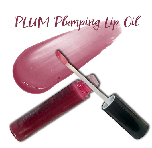 PLUM Plumping Lip Oil • VitC-HyaluronicAcid-Peptides-CoQ10 | Sheer High-Gloss Lip Plumper, Moisturize & Gloss | Organic Natural Clean Makeup