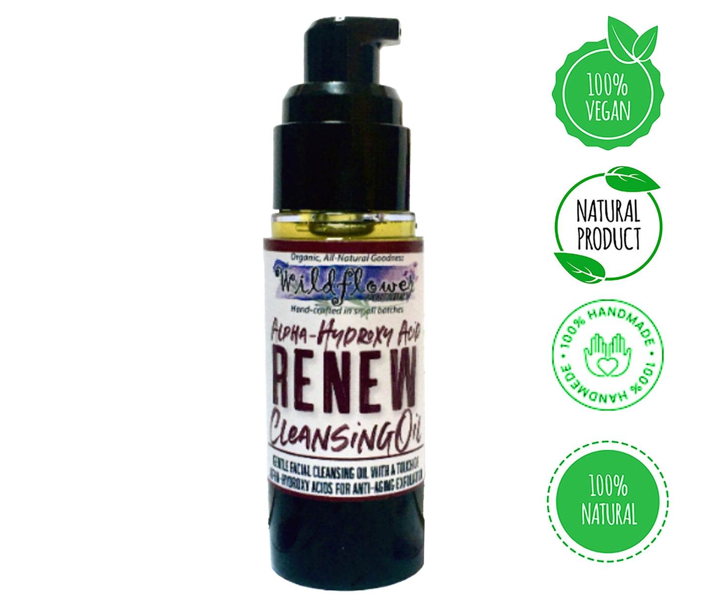 RENEW AHA Facial Cleansing Oil | Natural Resurfacing Cleanser + Gentle Exfoliation | Fruit Extracts, Moisturizing Oils | Sensitive Skin Safe