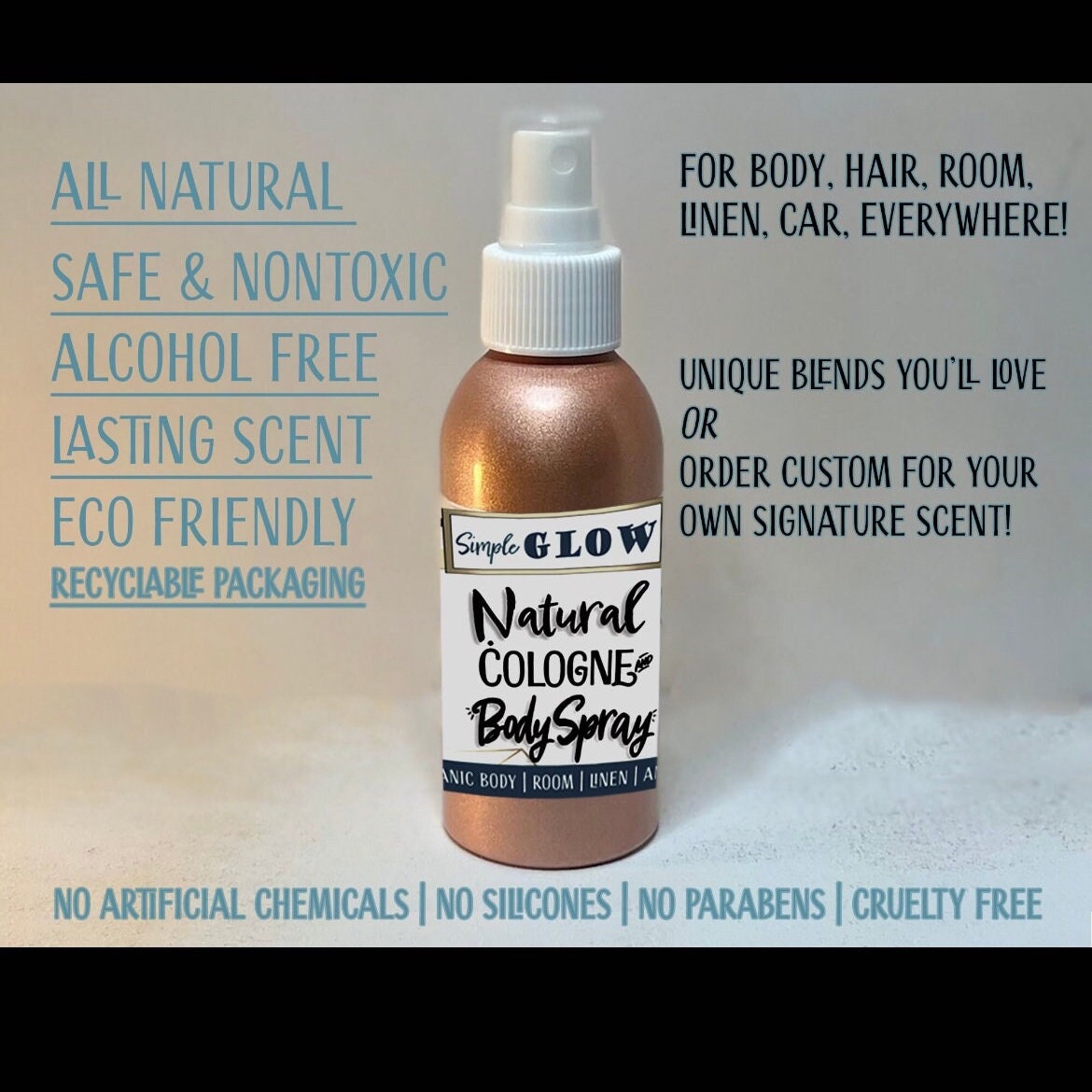 Natural Perfume Spray • Body, Hair, Linen, Room Freshener | Essential Oils Custom Scents | Organic ZeroWaste Scent | Natural Clean Skincare